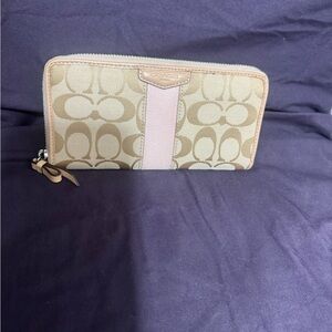 Coach Signature Beige and Pink Wallet